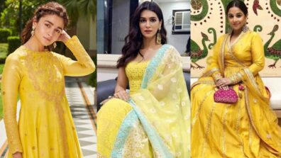 Yellow Beauties: Alia Bhatt, Kriti Sanon & Vidya Balan’s unseen stylish Anarkali outfit moments will make you go wow