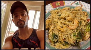 Yummy: Parth Samthaan enjoys healthy prawn noodles, looks delicious