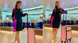 Anushka Sen flaunts her airport look, looks ravishing in an ensemble dress