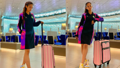 Anushka Sen flaunts her airport look, looks ravishing in an ensemble dress