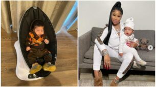 Rare Sight: Nicki Minaj Poses With Baby Boy Twinning In White