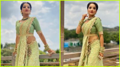 Beauty Queen Monalisa Is Showing Us To Drape Saree In A Unique Way, Looks Drop Dead Gorgeous