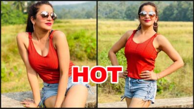 Bhojpuri diva Monalisa looks like a hot ball of fire in red sleeveless top & denim shorts, fans can’t stop crushing