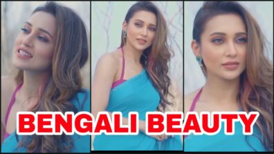 Bong Beauty: Mimi Chakraborty shares super hot saree avatar in blue, fans feel the heat