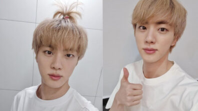 BTS Jin’s top pony hairstyle is a Yay or Nay? Vote Now