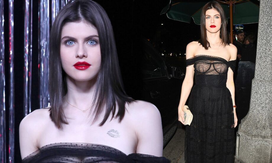 Checkout Alexandra Daddario’s Oh So Hot Moment In A Black Braless Mesh Gown - 2