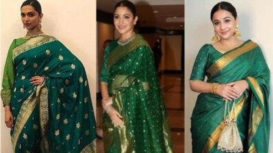 Deepika Padukone, Anushka Sharma & Vidya Balan’s gorgeous green Banarasi saree style will stab your hearts