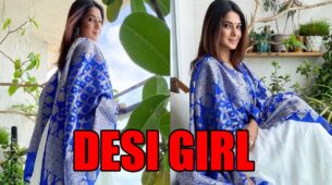 Desi Girl: Jennifer Winget looks resplendent in white and blue ethnic wear, fans love it