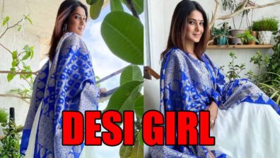 Desi Girl: Jennifer Winget looks resplendent in white and blue ethnic wear, fans love it