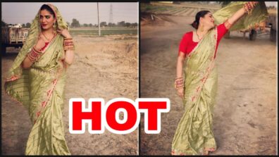 Desi Queen: Sapna Choudhary Looks Super Hot In Green & Red Embellished Saree, Fans Feel The Heat