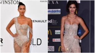 Disha Patani & Bella Hadid Making Fans Go Crazy In Alike Embellished Ivory Gown