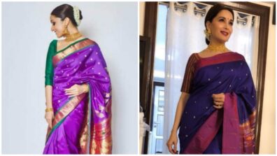 Elegant Looking Silk Sarees Of Shraddha Kapoor & Madhuri Dixit