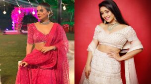 Fashion Faceoff: Shraddha Arya Vs Shivangi Joshi: Which Babe Looks Divine In Multi-Coloured Lehenga?