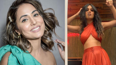 Hot Photos: Learn the wrap crop top palazzo & one-shoulder silk outfit style from ‘boss babes’ Nia Sharma & Hina Khan