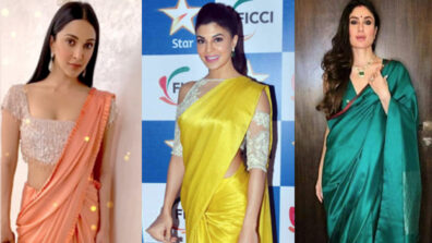 In love with plain silk saree style? Take cues from Kiara Advani, Jacqueline Fernandez & Kareena Kapoor