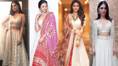 In love with traditional white Lucknowi lehenga style? Take inspiration from Malavika Mohanan, Rakul Preet Singh, Keerthy Suresh & Tamannaah Bhatia’s wardrobe