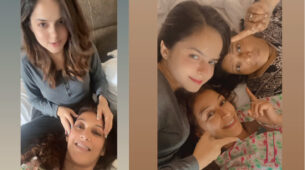 [In Video] Palak Sindhwani was snapped giving a therapeutic head massage to Sunayana Fozdar