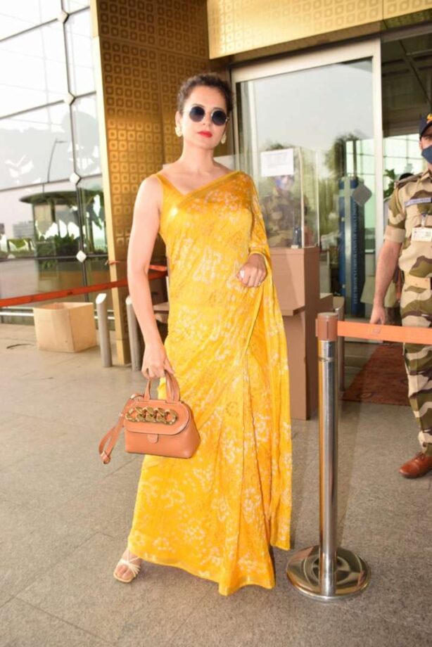 Kangana Ranaut teaches netizens to keep it simple but glamorous in yellow bandhani saree - 1