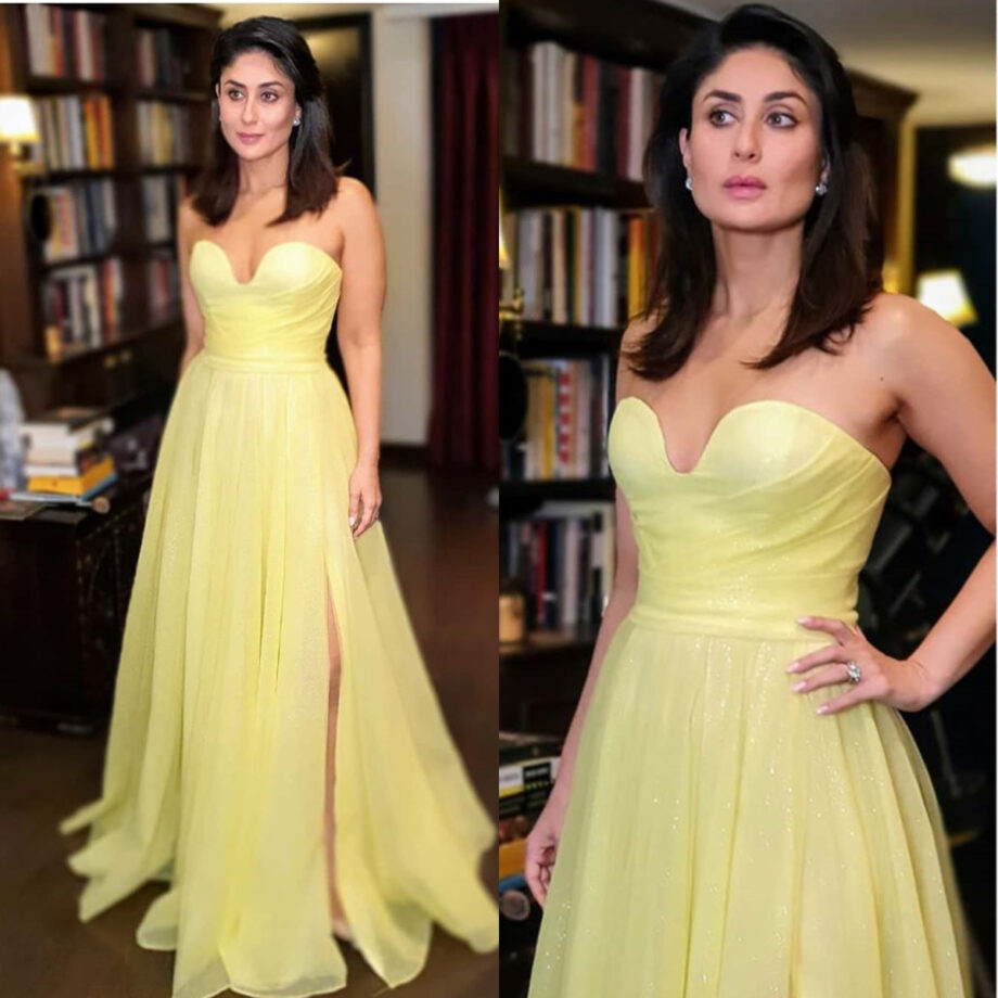 Same Pinch Situation For Pooja Hegde & Kareena Kapoor In Yellow Strapless Gown - 0