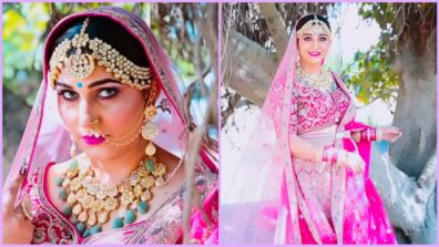 Omg! Sapna Choudhary Is Burning the Oomph Game with Her Bridal Pink Lehenga Reel