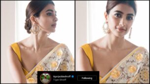 Pooja Hegde’s super hot low-cut deep-neck saree makes Tiger Shroff feel the heat