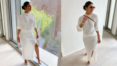 Priyanka Chopra looks super hot in all-white blouse & double-thigh high slit skirt, flaunts her ‘gold jewellery’ like a boss babe