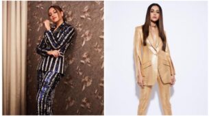 Rakul Preet In Solid Vs Sonakshi Sinha In Stripe: Which Diva Has A Panache Pantsuit Fashion?