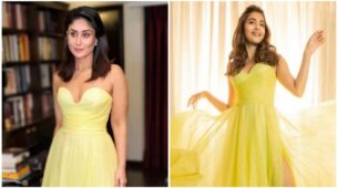 Same Pinch Situation For Pooja Hegde & Kareena Kapoor In Yellow Strapless Gown