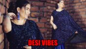 Sapna Choudhary Living Out The Desi Vibes In Blue Sequin Saree