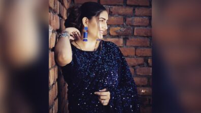 Sapna Choudhary Took Millions Of Hearts By Storm As She Poses In Semi-Satin Glitter Blue Saree