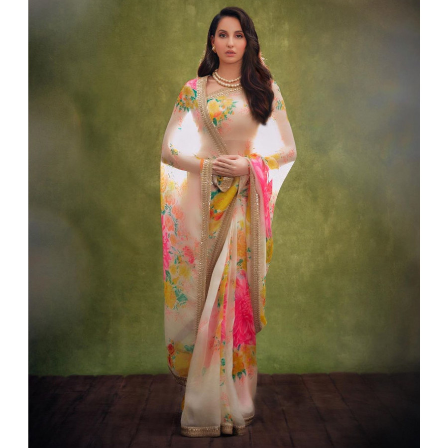 Sarees To Midi Dresses: Nora Fatehi Shows Off The Flower Power In Any Outfit - 0