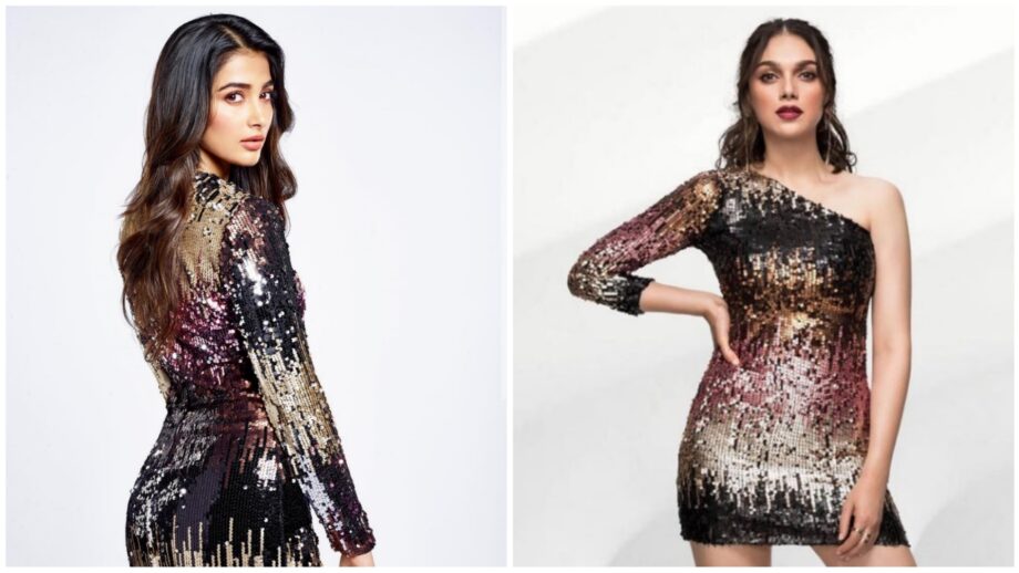 Shimmer In Sequin: When Pooja Hegde & Aditi Rao Hydari Rocked In Alike Sequin Dresses 407512