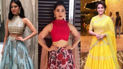 Slay the hot high-neck blouse and lehenga style like Malavika Mohanan, Tamannaah Bhatia and Keerthy Suresh to make an impression