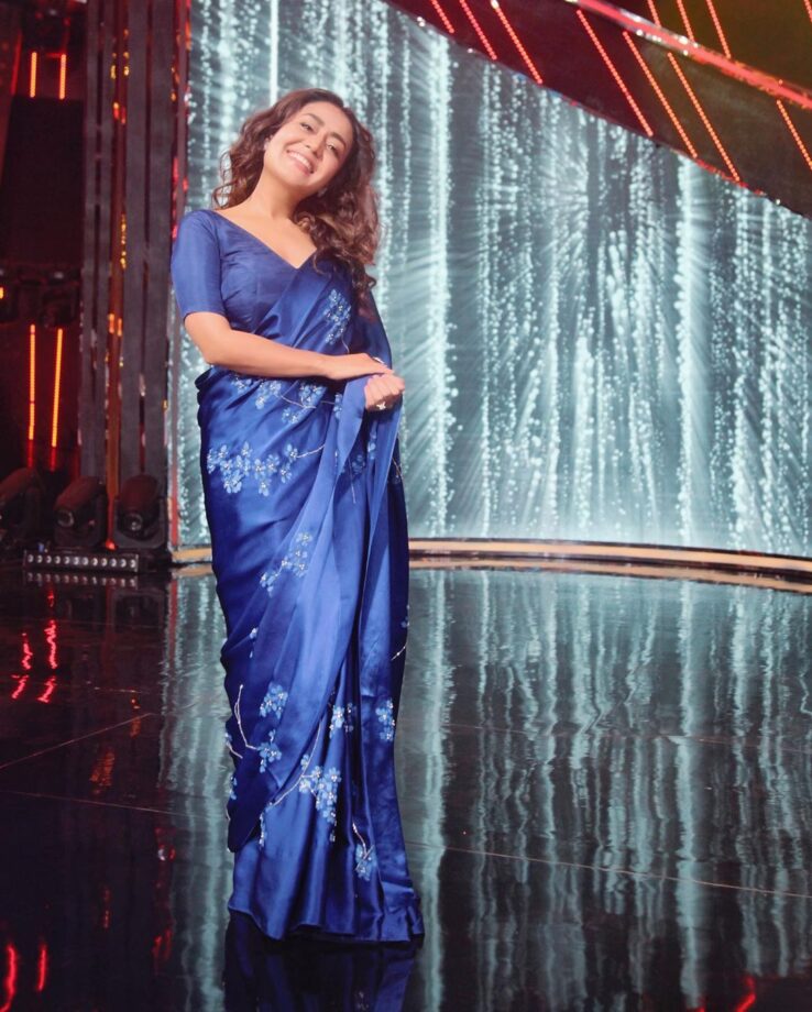 Steal Neha Kakkar’s Satin Sarees For A Pretty Guest Appearance At An Intimate Wedding - 3