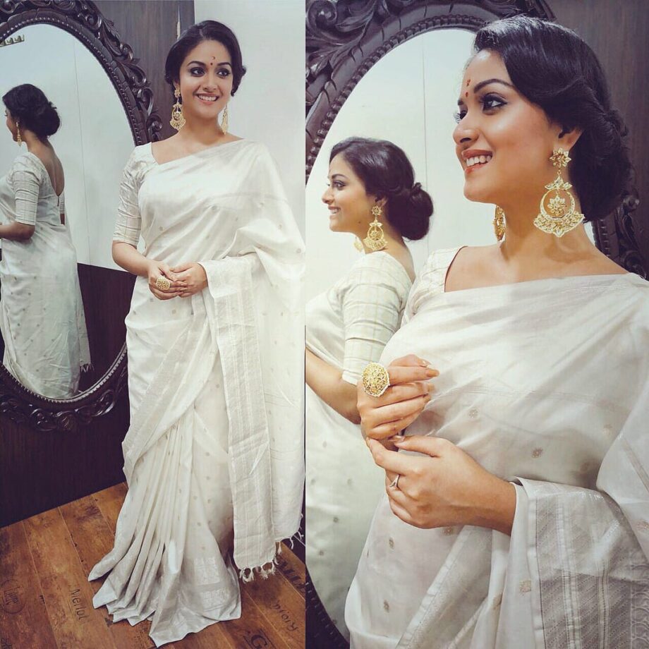 The Real Beauty: 3 Keerthy Suresh’s Traditional White Saree Looks Are Here - 0