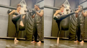 Urvashi Rautela caught on camera kicking a man, fans left stunned