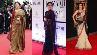 Vidya Balan, Kajol & Rani Mukerji’s Most Stylish Red Carpet Saree Looks To Steal From Wardrobe