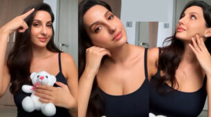 Watch Now: Nora Fatehi’s playful moment with her teddy bear will make you fall in love