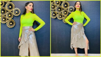 When Sapna Choudhary Paired Neon With Shimmer Skirt And Made A Statement