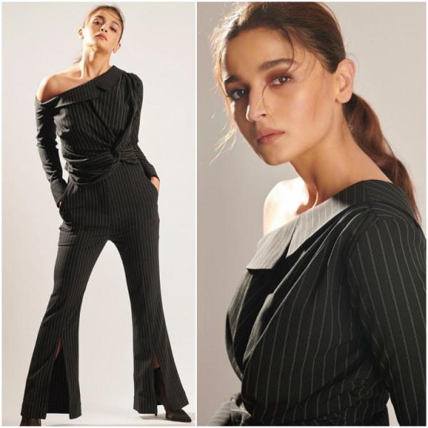 Alia Bhatt Vs Kriti Sanon: Which Diva Raised The Oomph Factor In A One-Shoulder Black Pantsuit? - 0