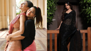 Baithe baithe achanak ye pose ho gaya: Woman grabs Mouni Roy by her waist in a saree, see what happened next