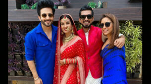 Dheeraj Dhoopar’s ‘Main Tera Hero’ moment with newlyweds Shiny Doshi & Lavesh Khairajani, see viral pics