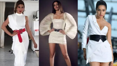 Flaunt your hourglass figure in a white belted bodycon dress like Jacqueline Fernandez, Ananya Panday & Shraddha Kapoor