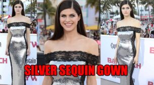 Hot Babe: Alexandra Daddario’s Silver Sequin Gown With Black Lace Redefines Fashion