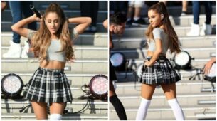 Back To School With Ariana Grande’s Hot Mini Checkered Skirts