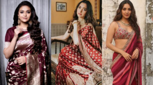 Keerthy Suresh, Tamannaah Bhatia & Kiara Advani look like regal beauties in maroon festive sarees, fans love it