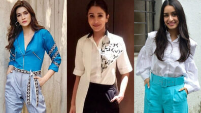 Kriti Sanon, Anushka Sharma, Shraddha Kapoor & their ‘boss babe’ vibes in printed monotone shirt & long trousers