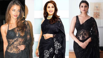 Learn the super hot ‘black lace’ saree fashion from Aishwarya Rai, Madhuri Dixit & Parineeti Chopra to woo your crush