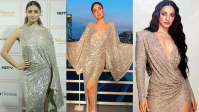 Learn the supremely hot statement sleeves sequin gown fashion from Alia Bhatt, Kareena Kapoor & Kiara Advani