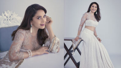 Madhuri Dixit shares ravishing hot photos in semi-ethnic lehenga, fans go ‘Dhak Dhak’